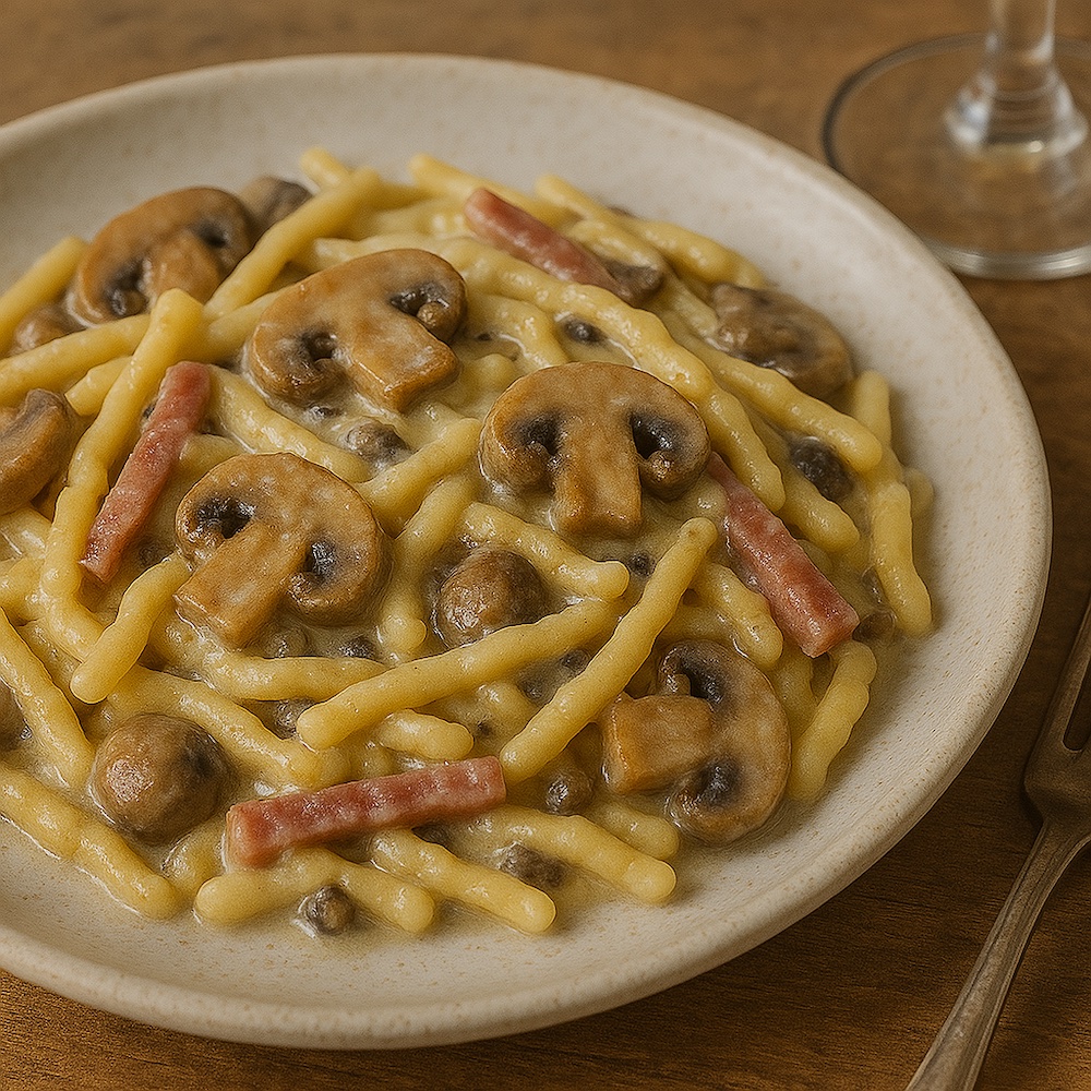 Scopri di più sull'articolo Trofie con funghi, speck e stracchino